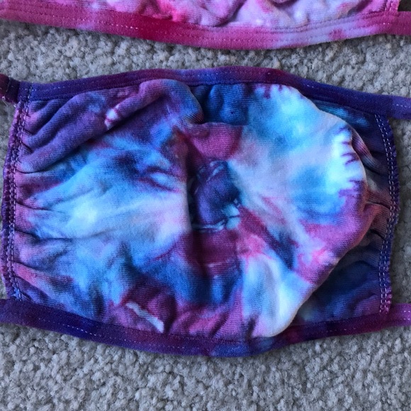 2 tie dye cotton face masks 😷✌️ pink blue - Picture 4 of 6
